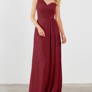 Weddington Way Cabernet bridesmaid dress one shoulder size 10